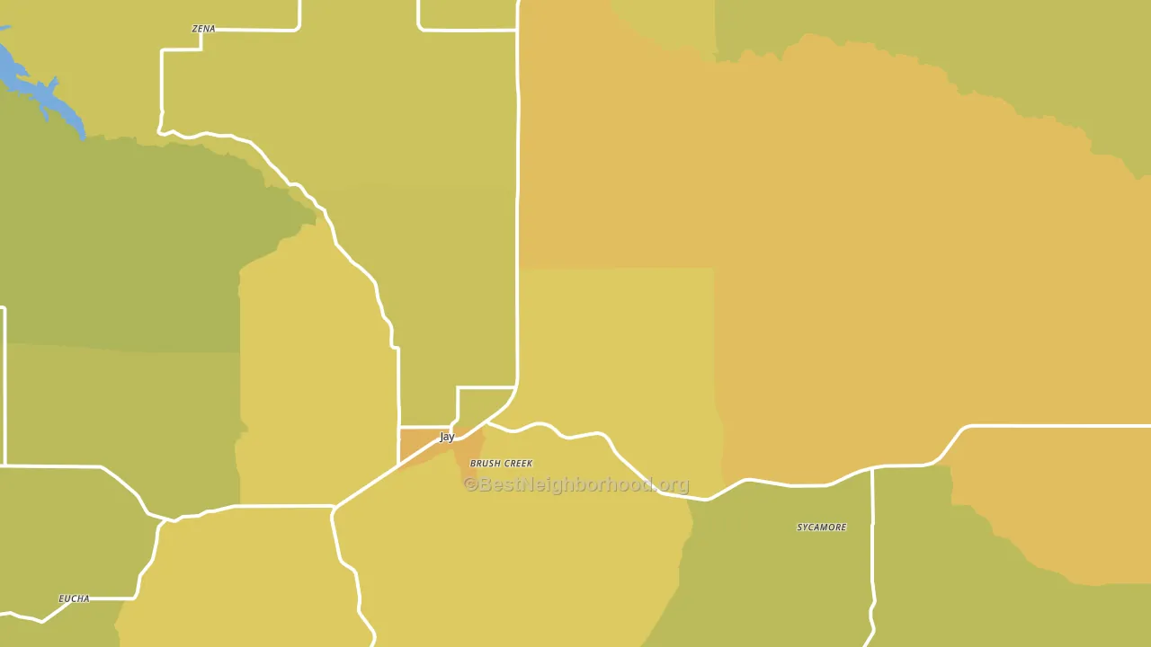 74346, OK block-group voter-turnout map