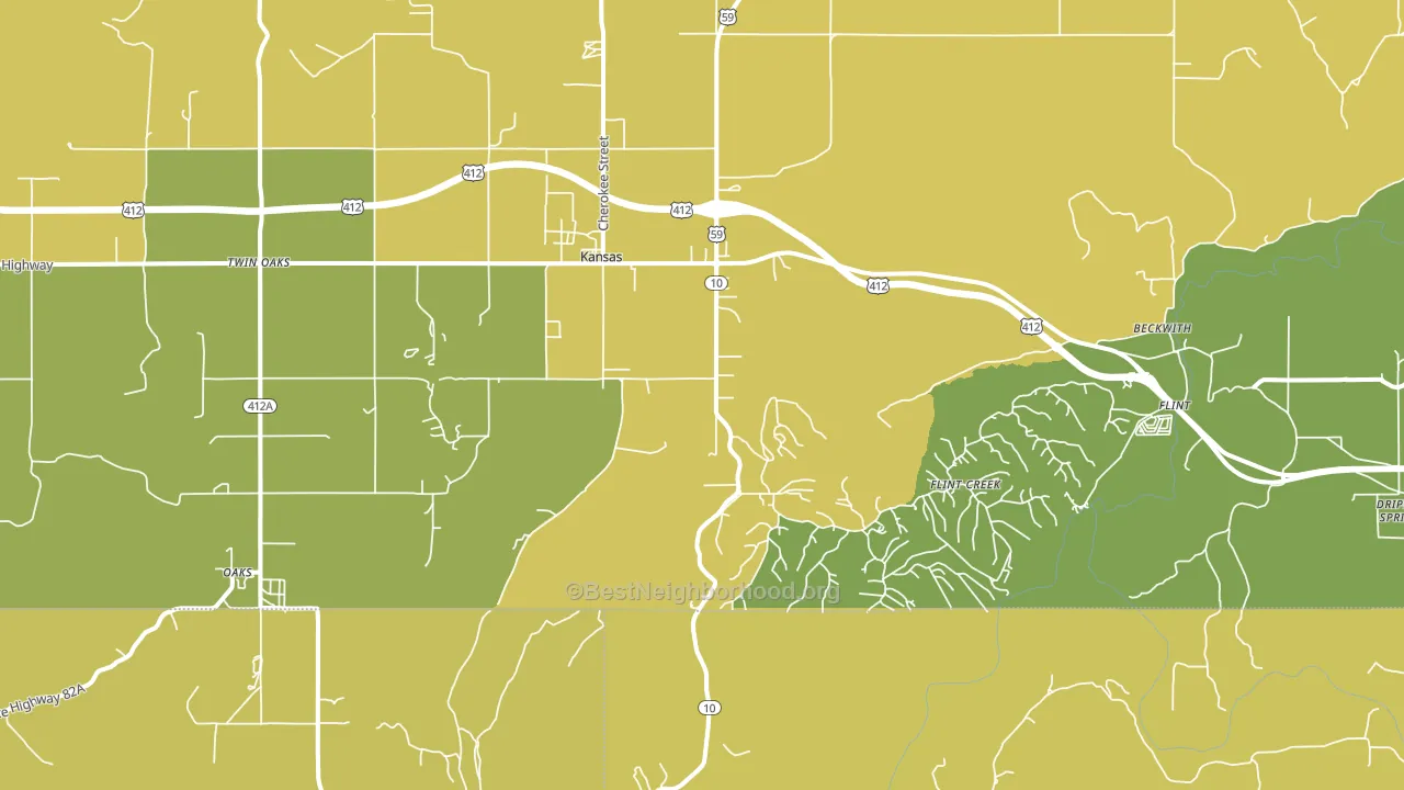 74347, OK block-group voter-turnout map