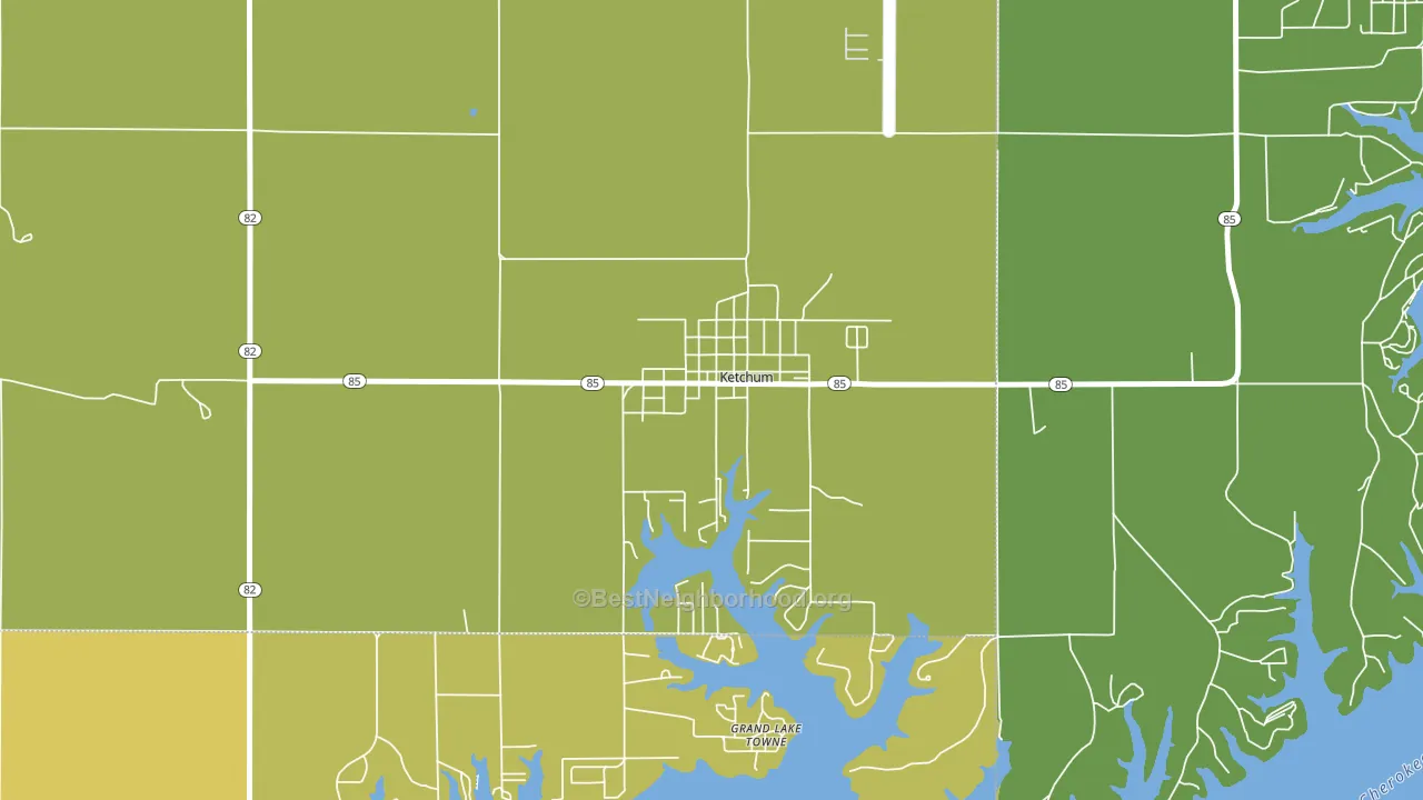 74349, OK block-group voter-turnout map