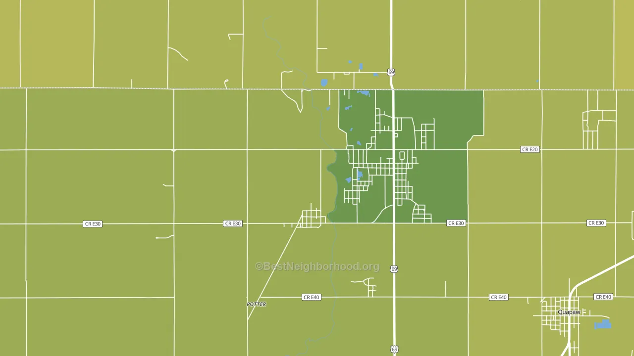 74360, OK block-group voter-turnout map