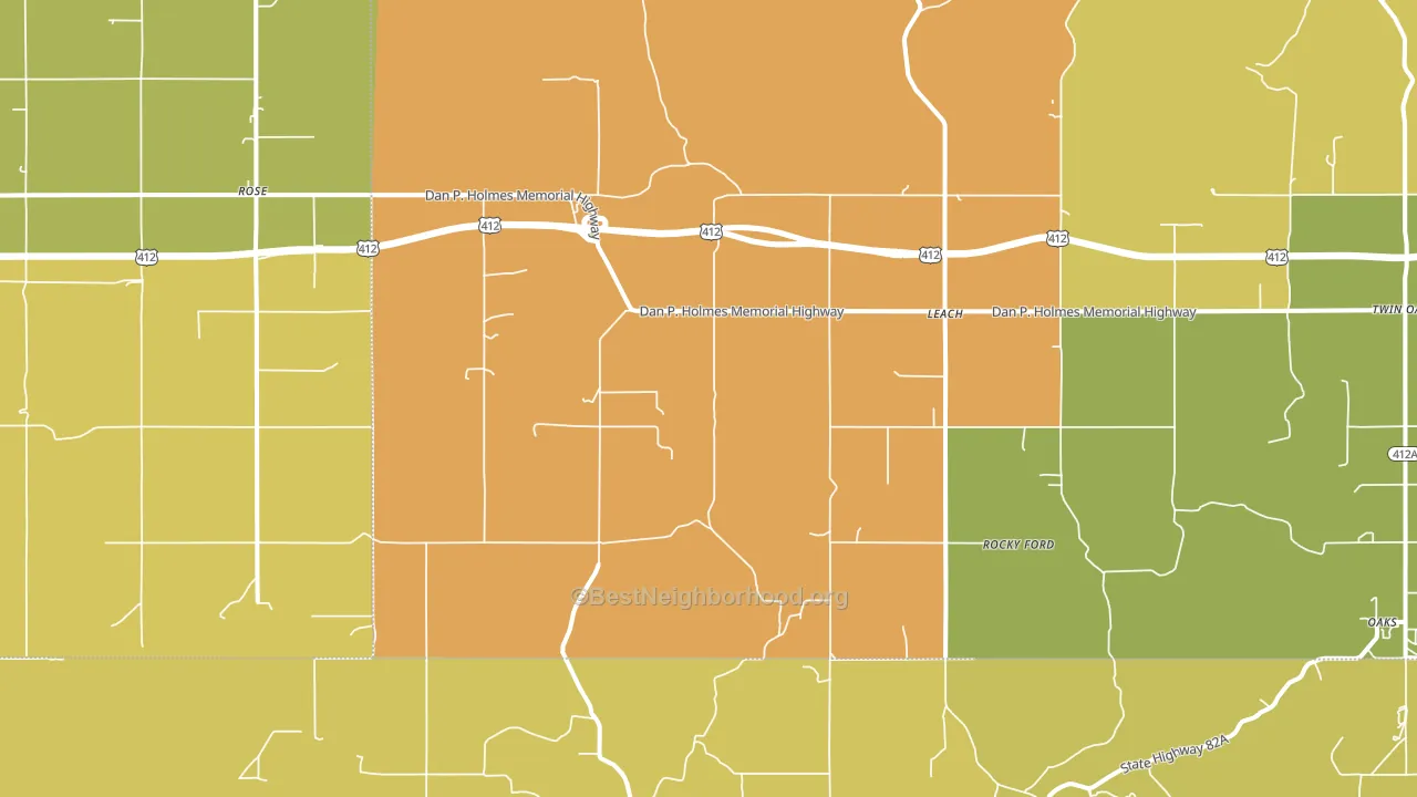 74364, OK block-group voter-turnout map