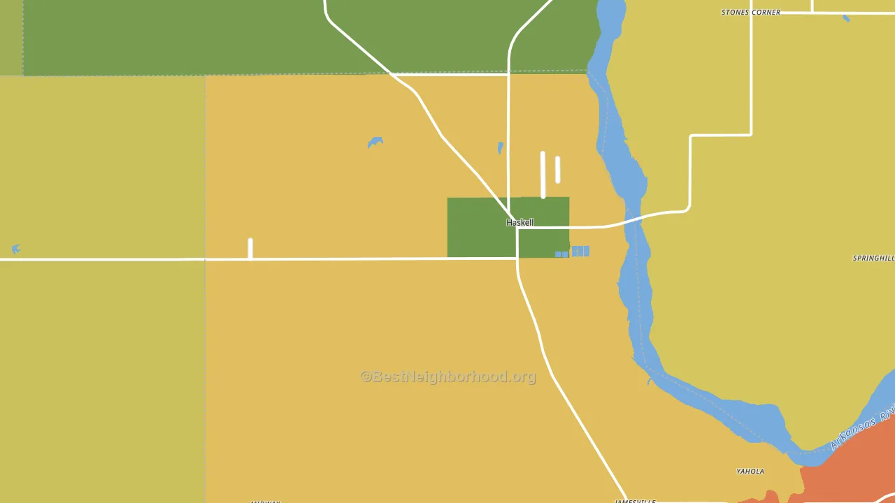 74436, OK block-group voter-turnout map