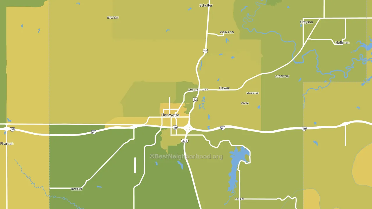 74437, OK block-group voter-turnout map