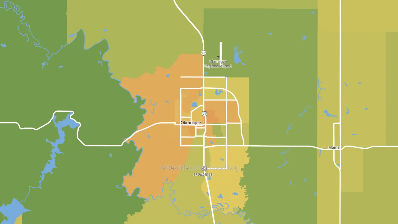 74447, OK block-group voter-turnout map