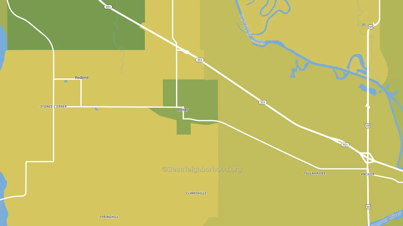 74454, OK block-group voter-turnout map