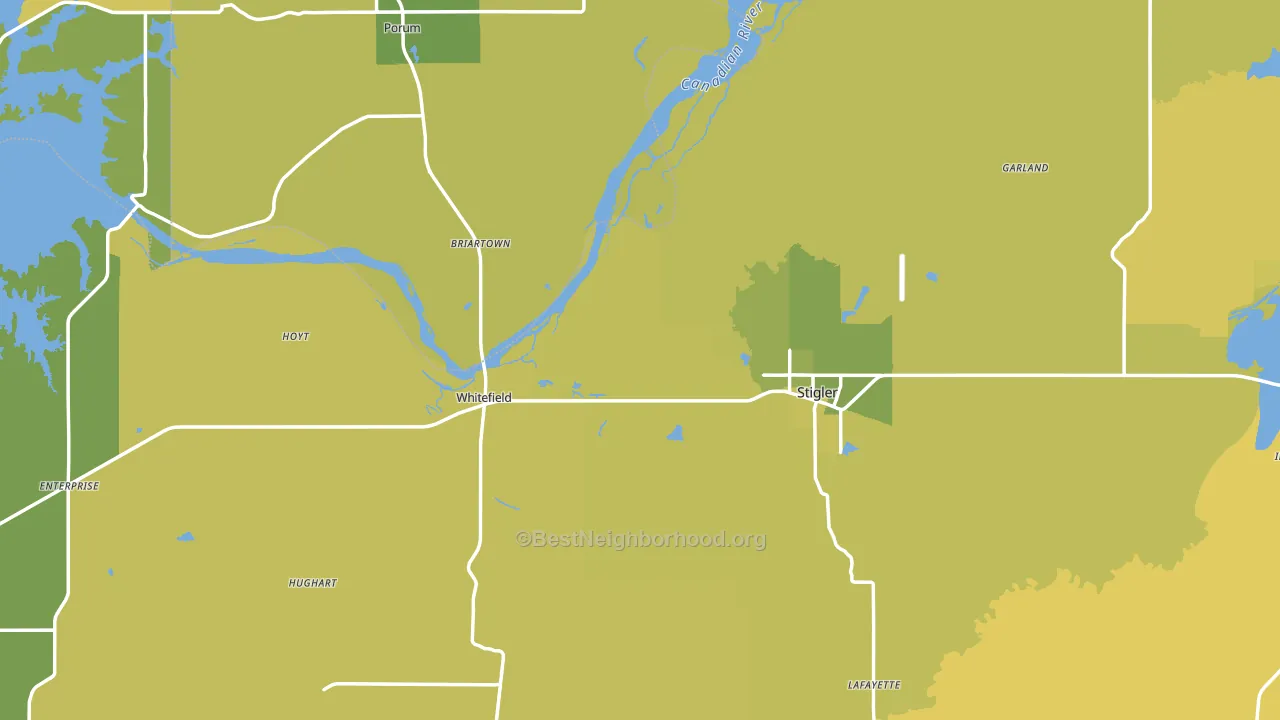 74462, OK block-group voter-turnout map