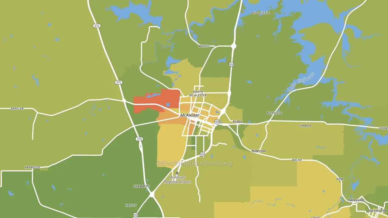 74501, OK block-group voter-turnout map