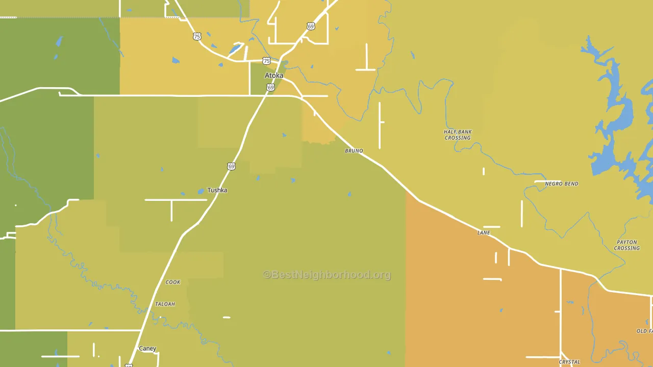 74525, OK block-group voter-turnout map