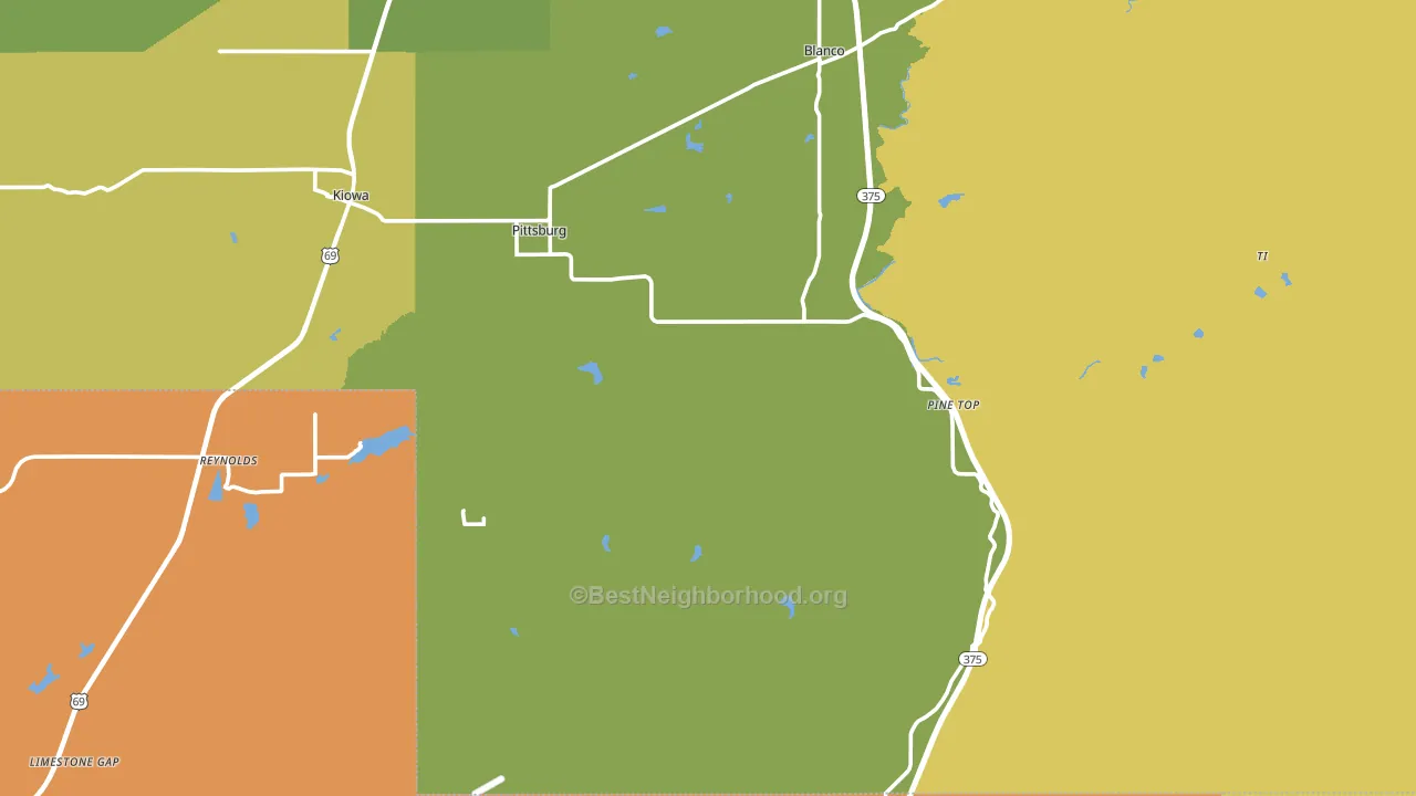 74560, OK block-group voter-turnout map