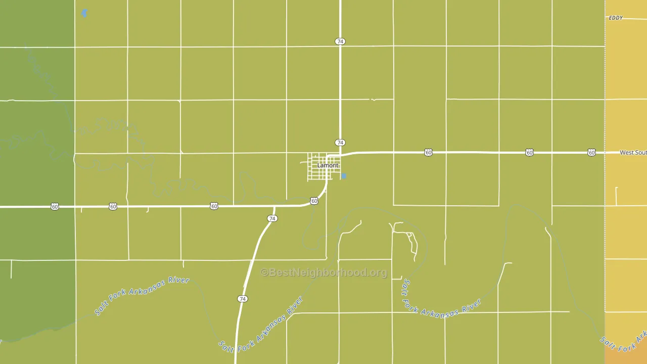 74643, OK block-group voter-turnout map