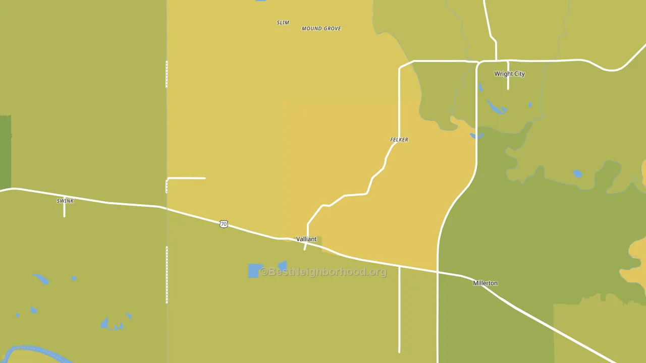74764, OK block-group voter-turnout map