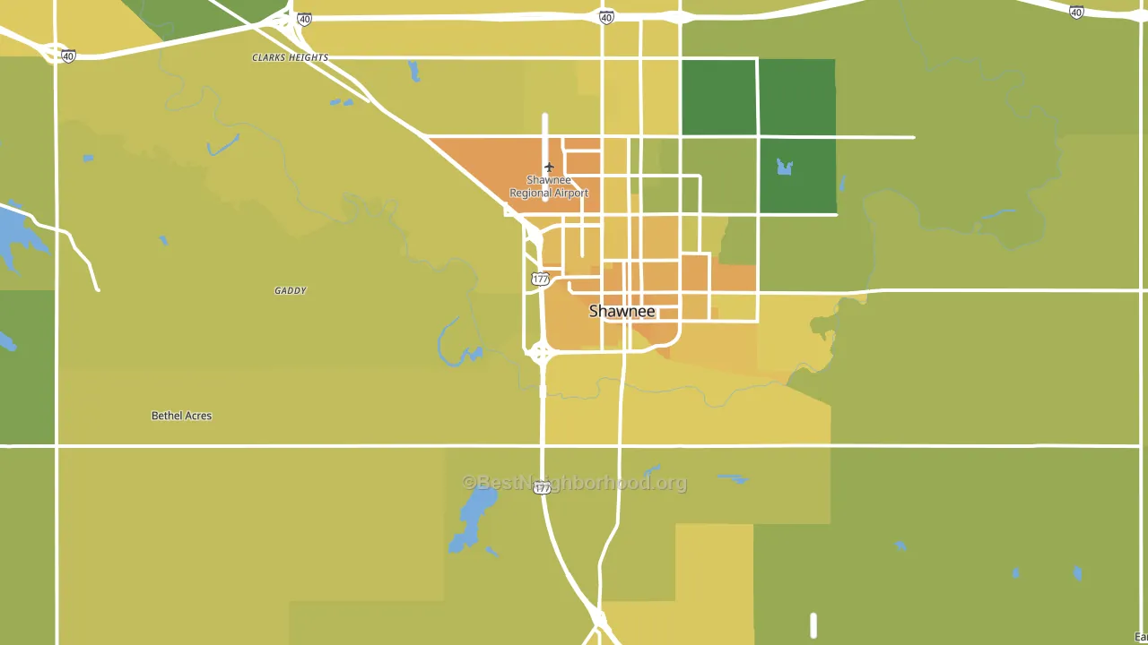 74801, OK block-group voter-turnout map