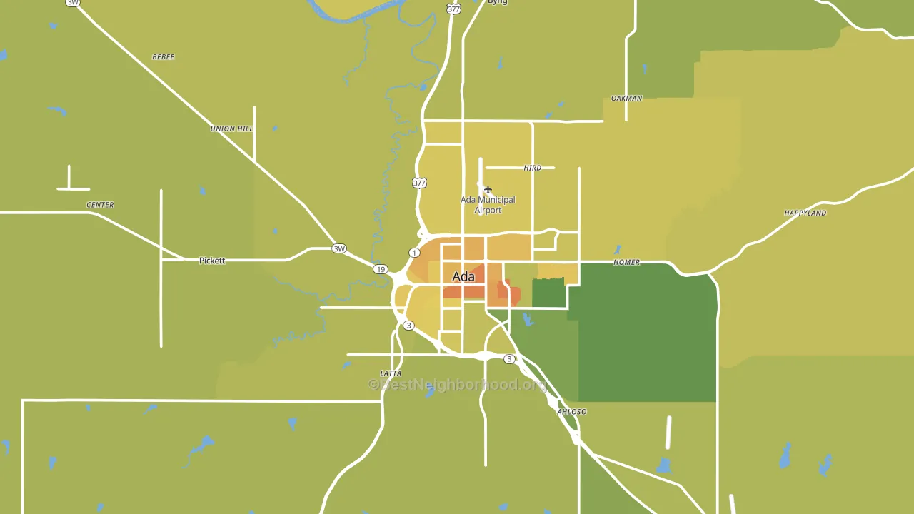 74820, OK block-group voter-turnout map