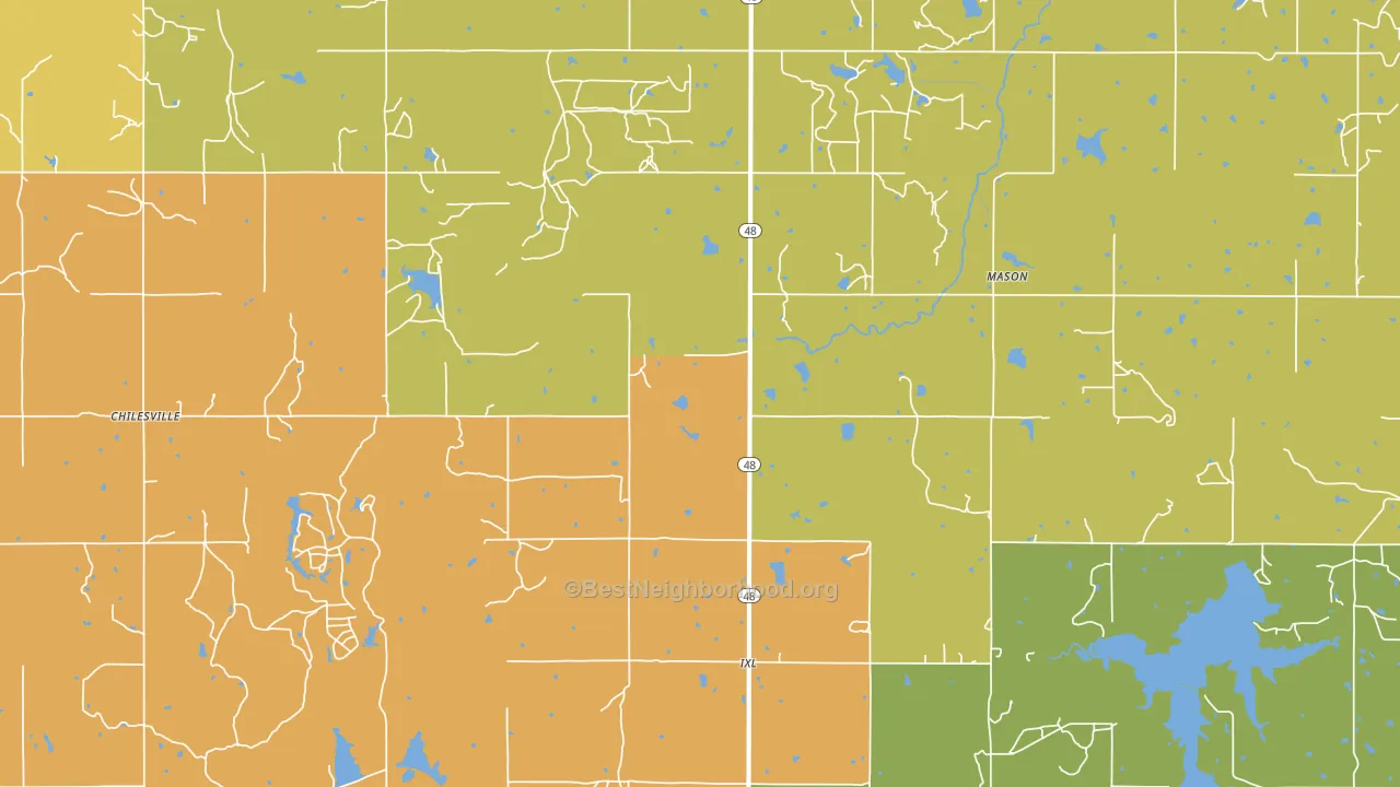 74833, OK block-group voter-turnout map