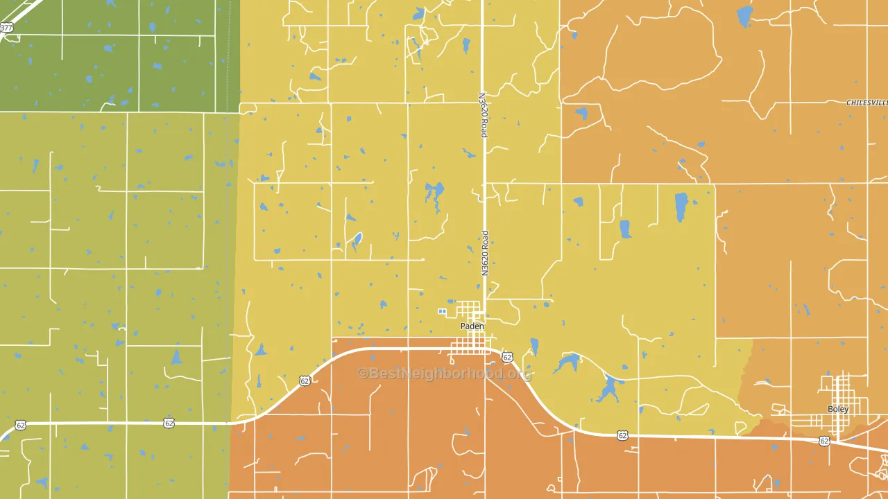 74860, OK block-group voter-turnout map