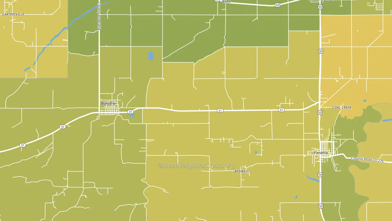 74930, OK block-group voter-turnout map