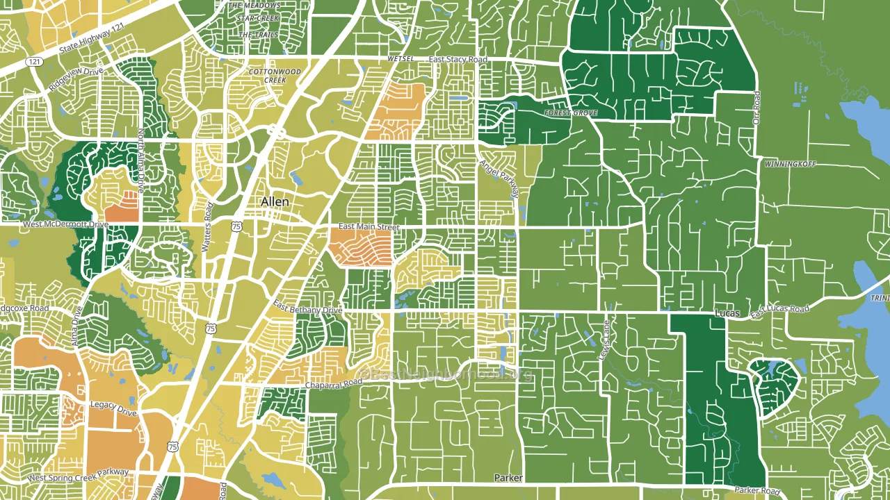 75002, TX block-group voter-turnout map