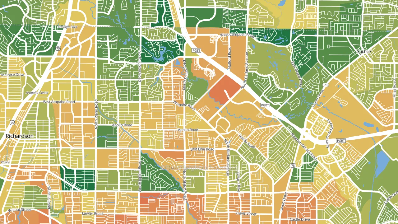 75044, TX block-group voter-turnout map