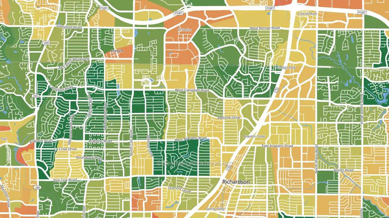 75080, TX block-group voter-turnout map