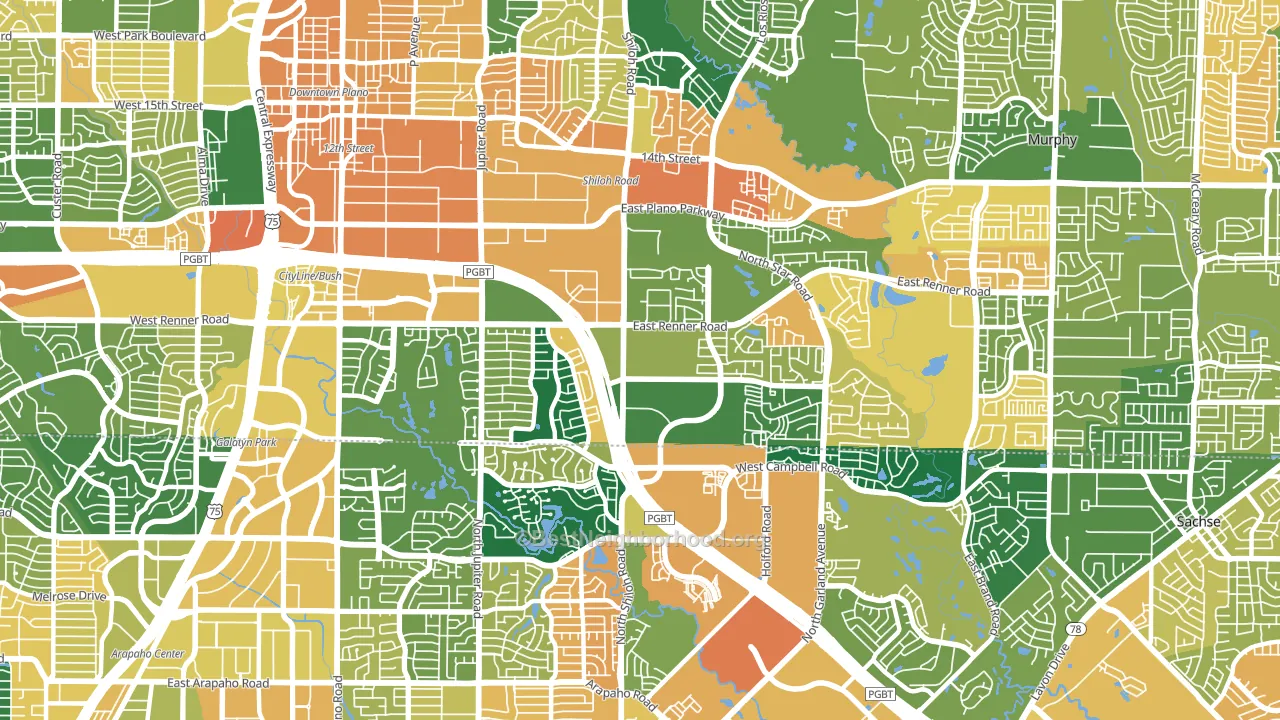 75082, TX block-group voter-turnout map