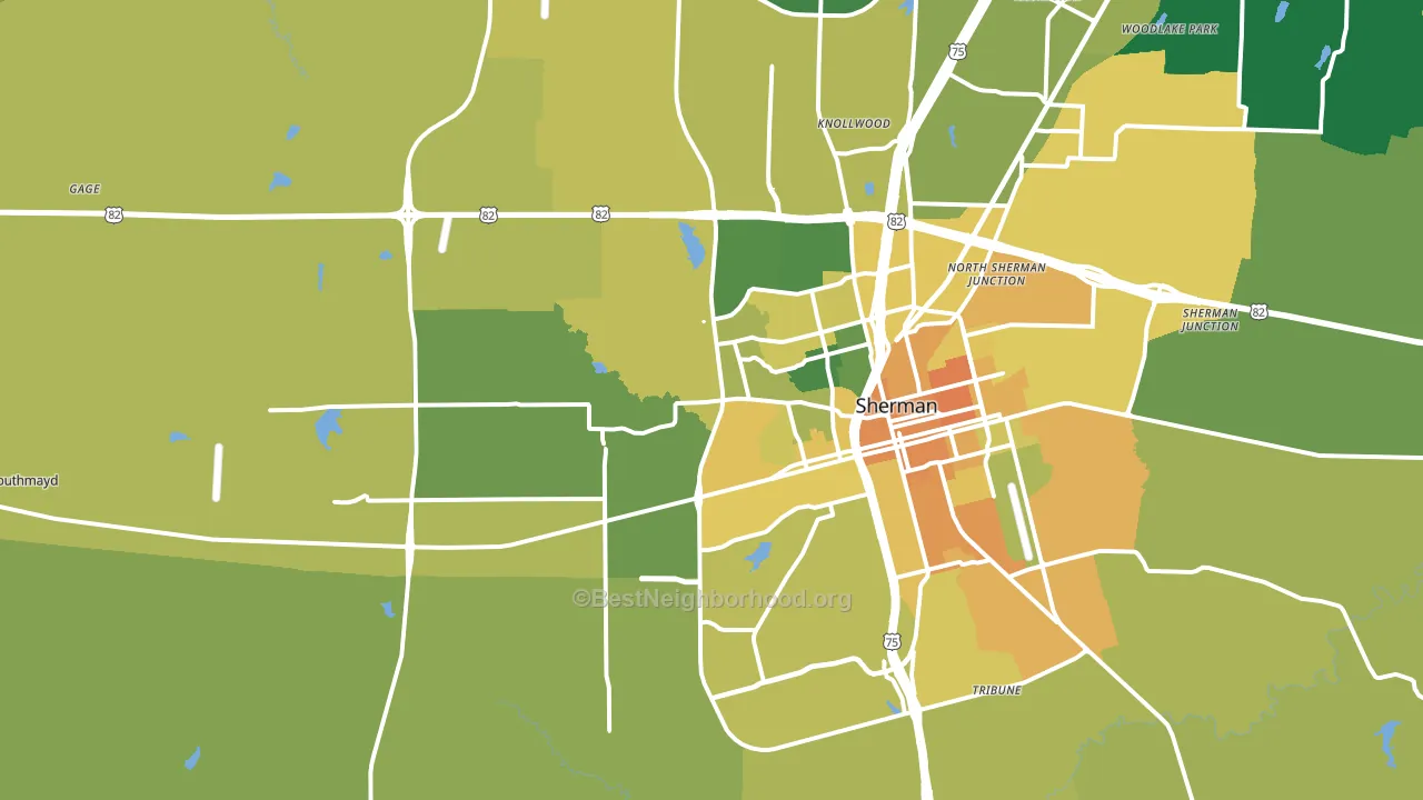 75092, TX block-group voter-turnout map