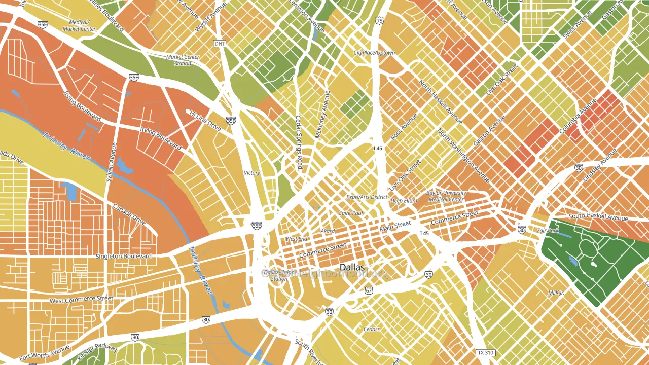 75201, TX block-group voter-turnout map