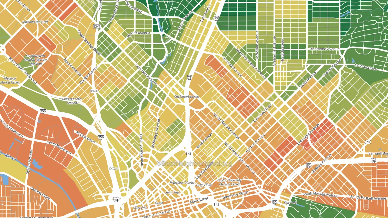 75204, TX block-group voter-turnout map