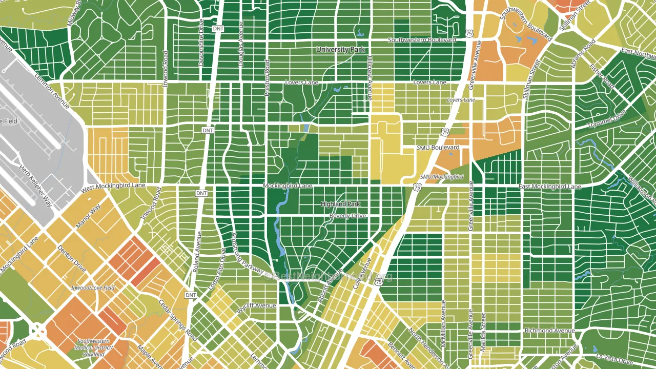 75205, TX block-group voter-turnout map