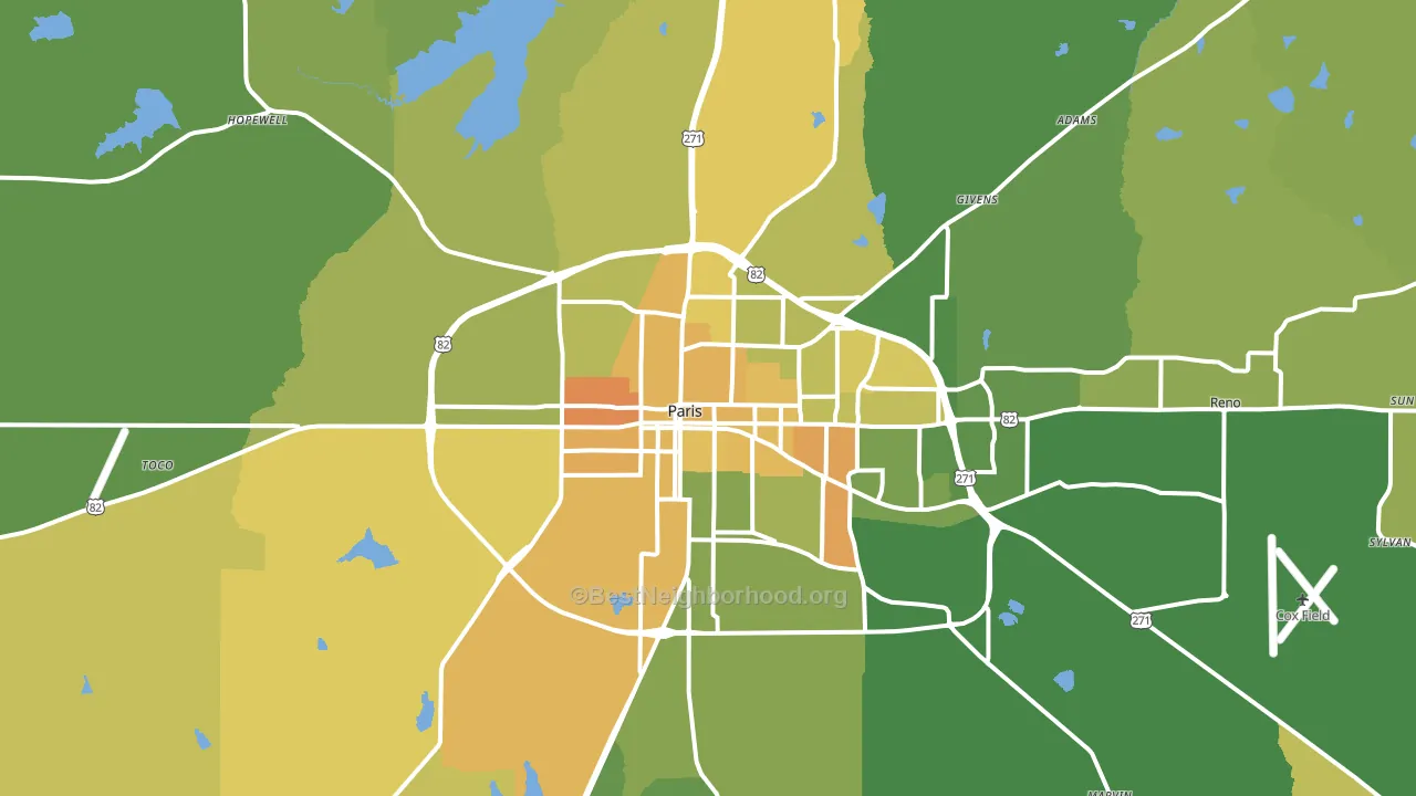 75460, TX block-group voter-turnout map