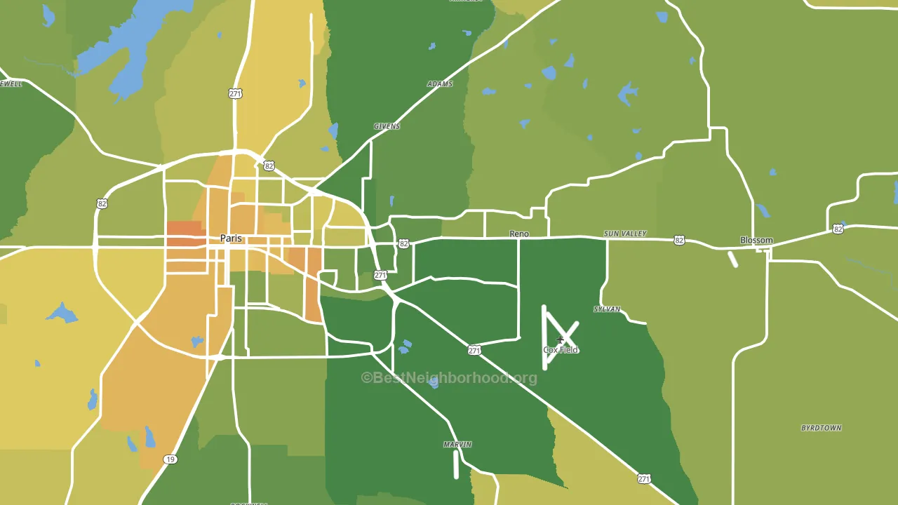 75462, TX block-group voter-turnout map
