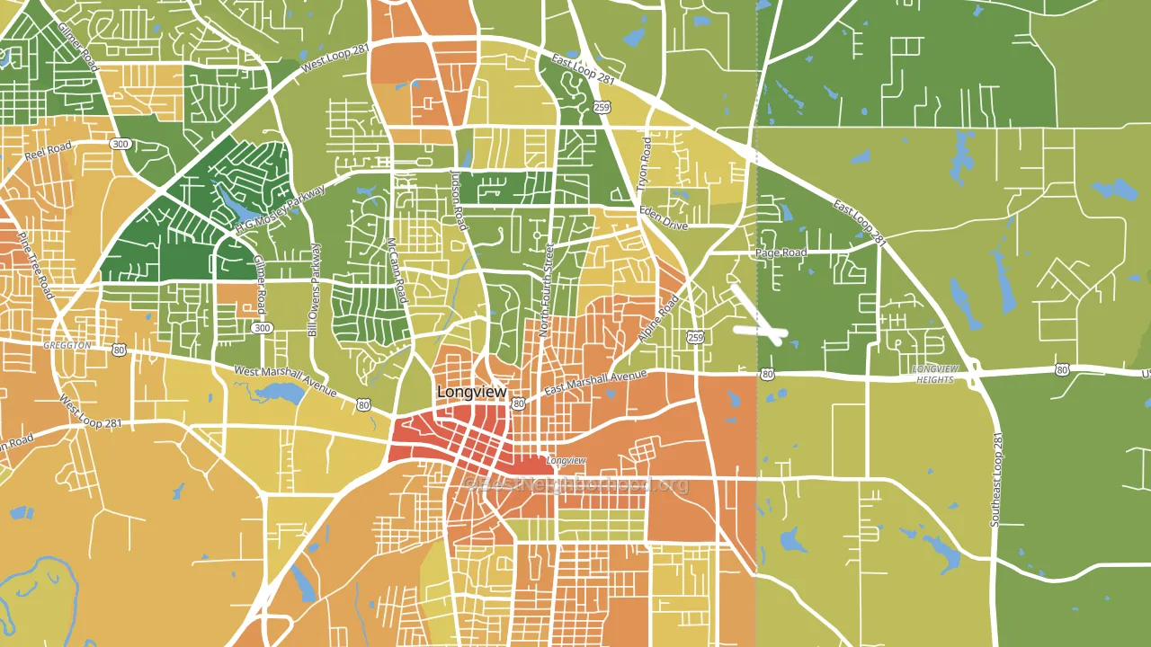 75601, TX block-group voter-turnout map