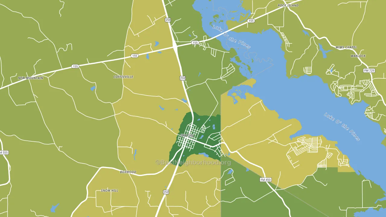 75683, TX block-group voter-turnout map