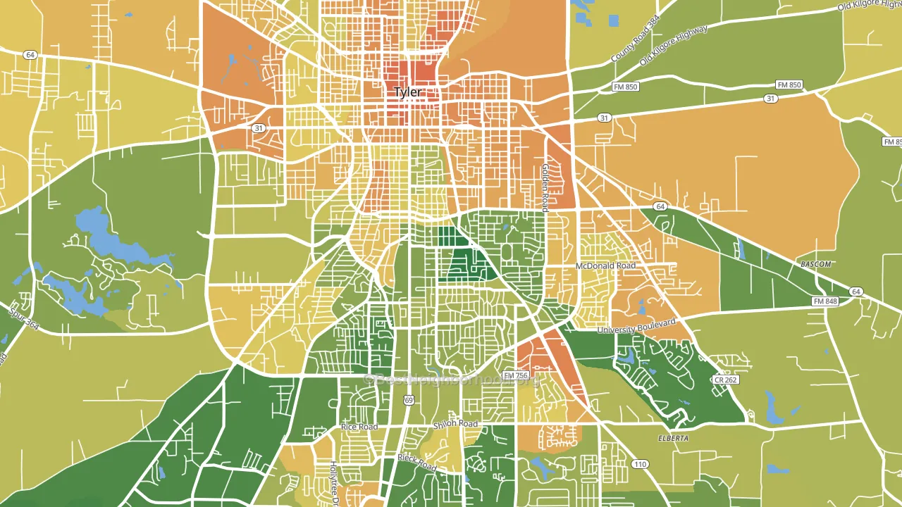 75701, TX block-group voter-turnout map