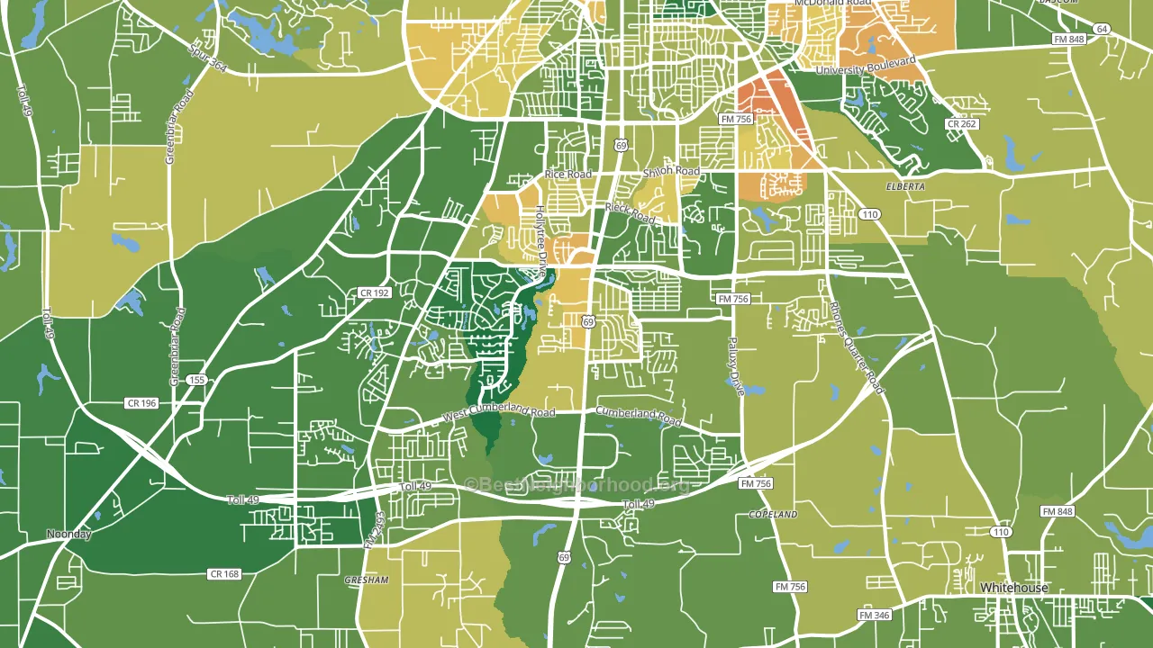 75703, TX block-group voter-turnout map