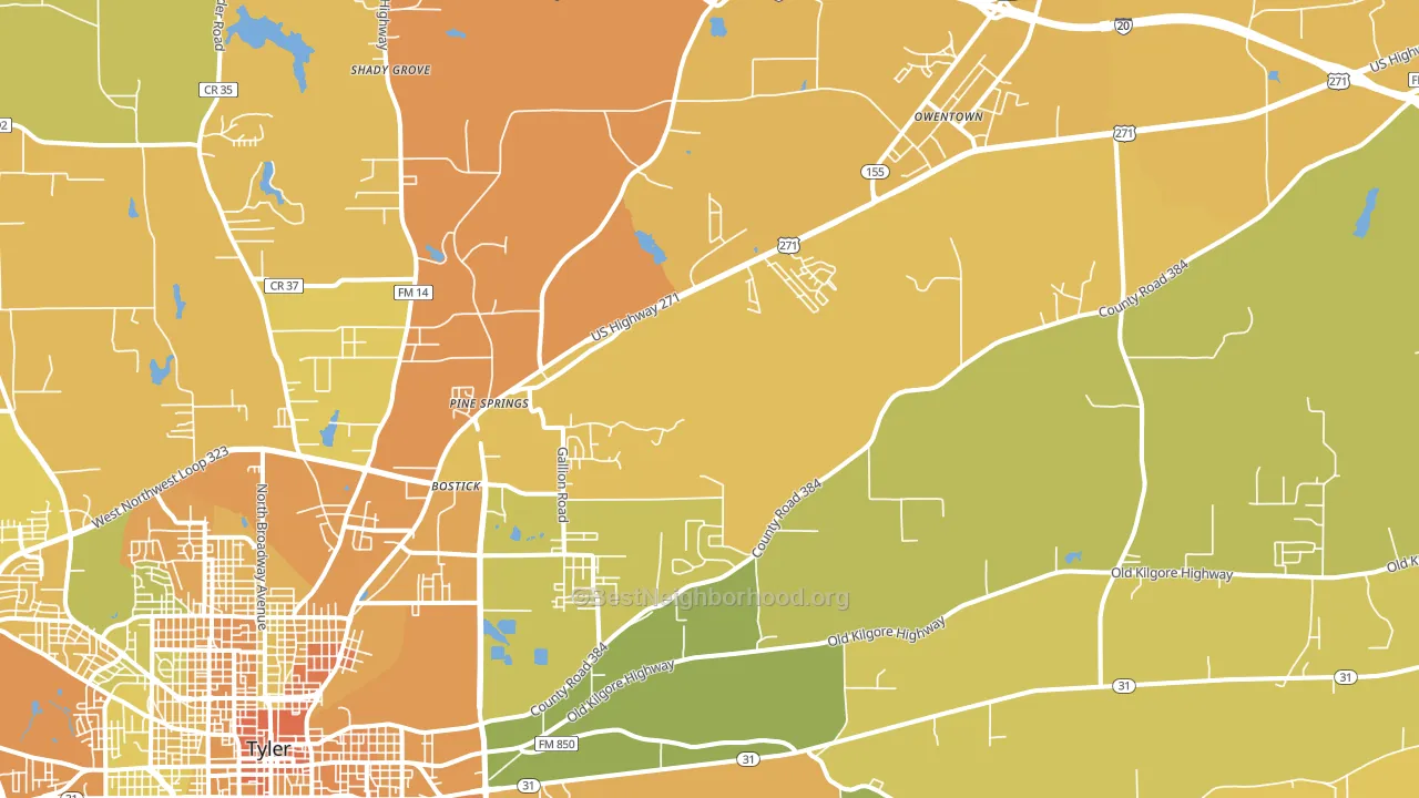 75708, TX block-group voter-turnout map