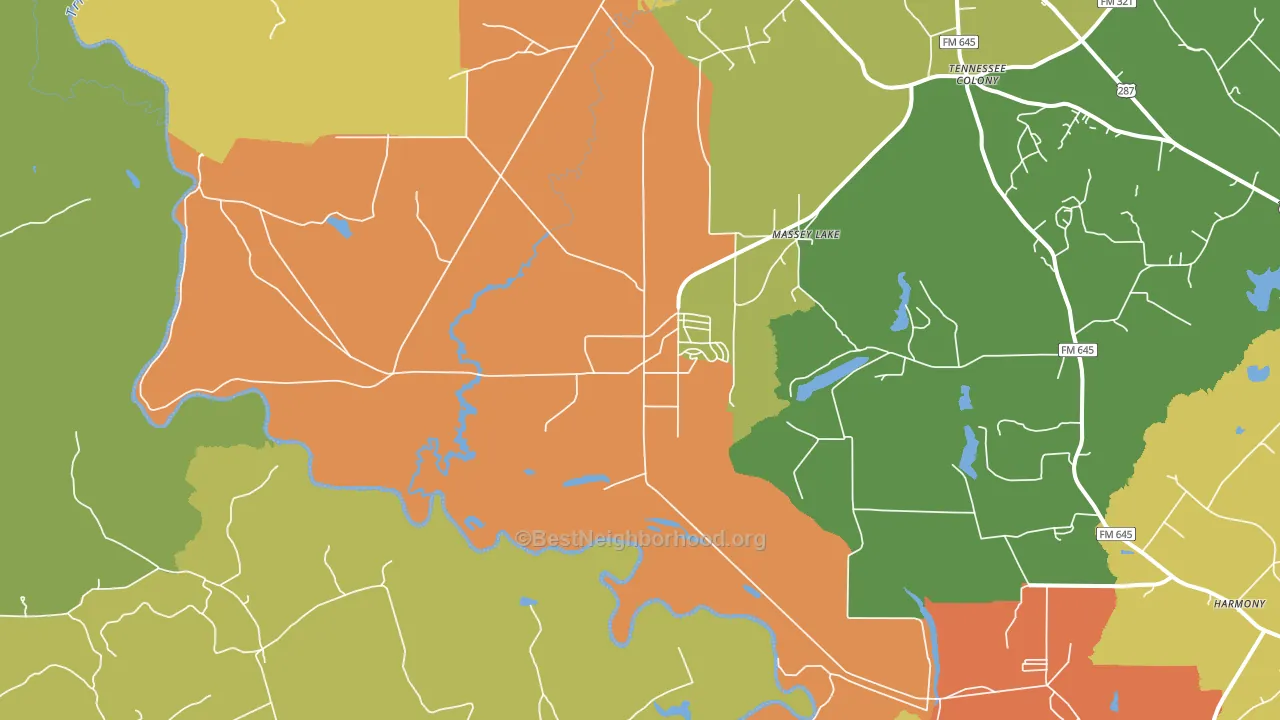 75861, TX block-group voter-turnout map