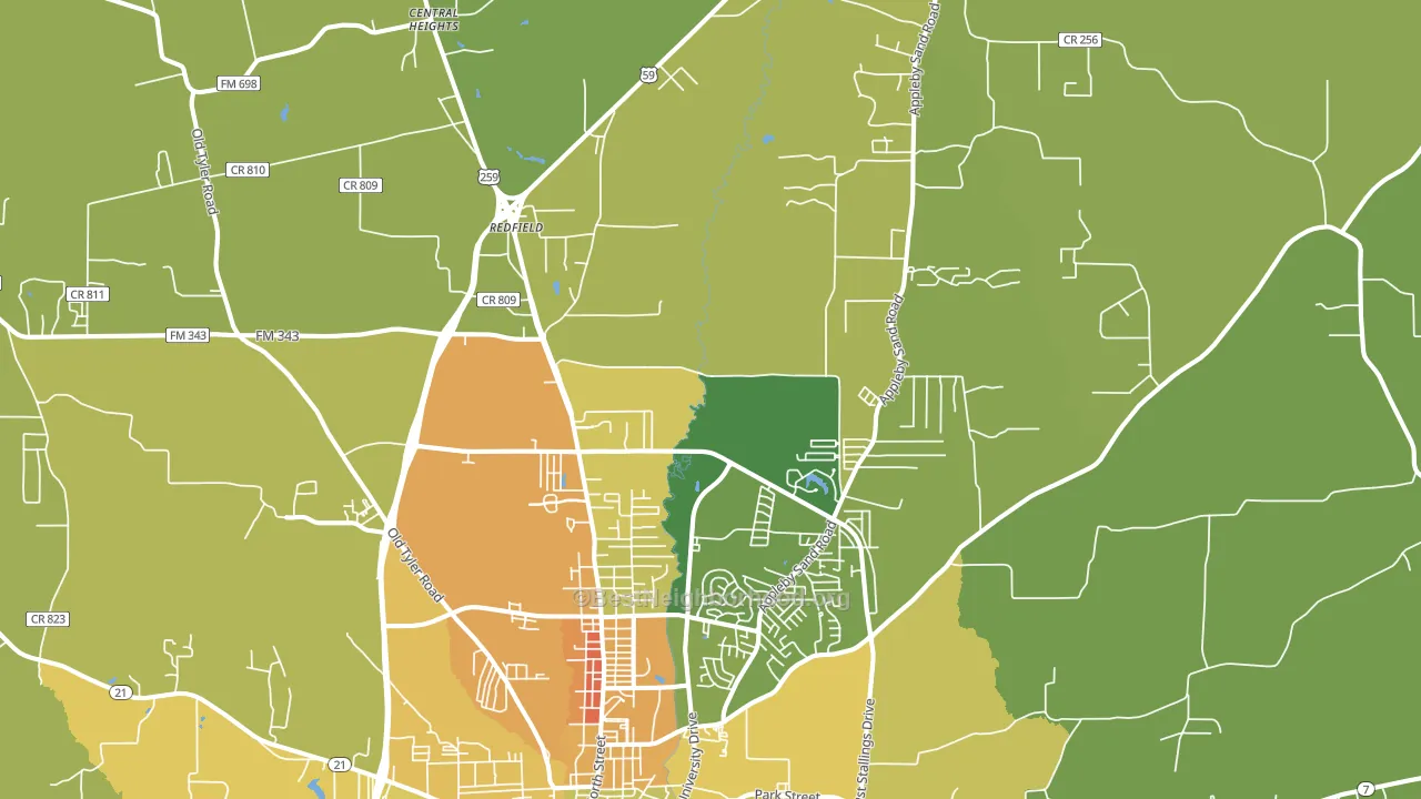 75965, TX block-group voter-turnout map