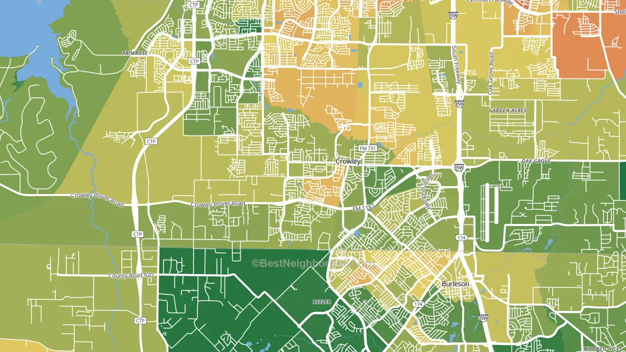76036, TX block-group voter-turnout map