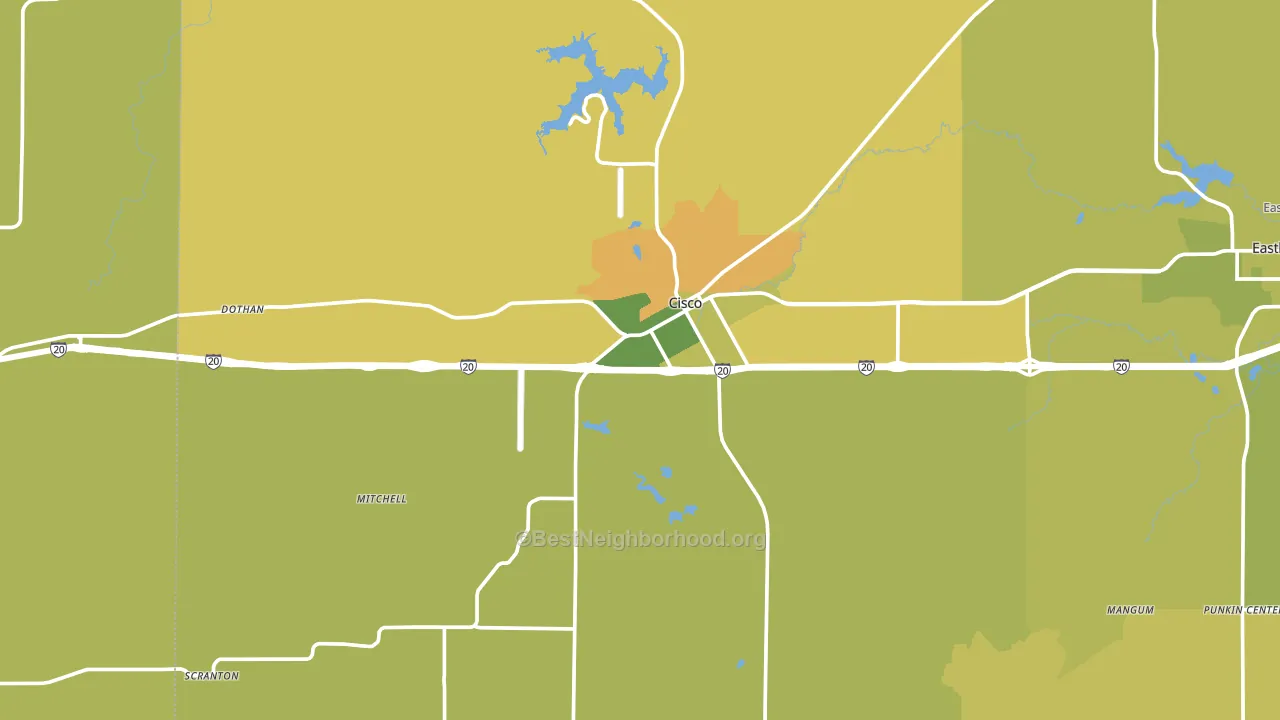 76437, TX block-group voter-turnout map