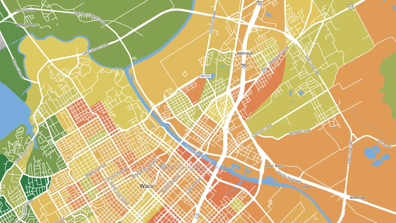 76704, TX block-group voter-turnout map