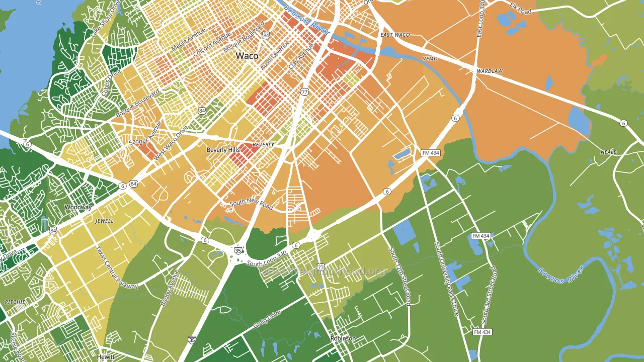 76706, TX block-group voter-turnout map
