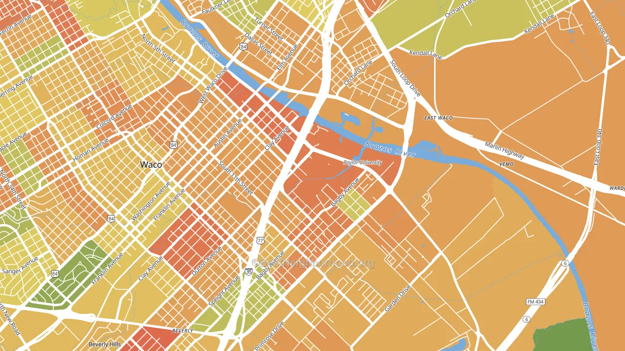 76798, TX block-group voter-turnout map