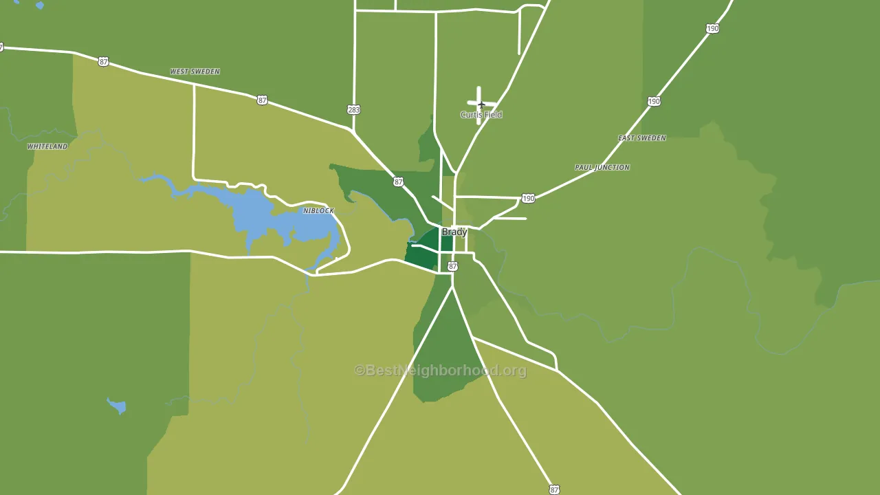 76825, TX block-group voter-turnout map