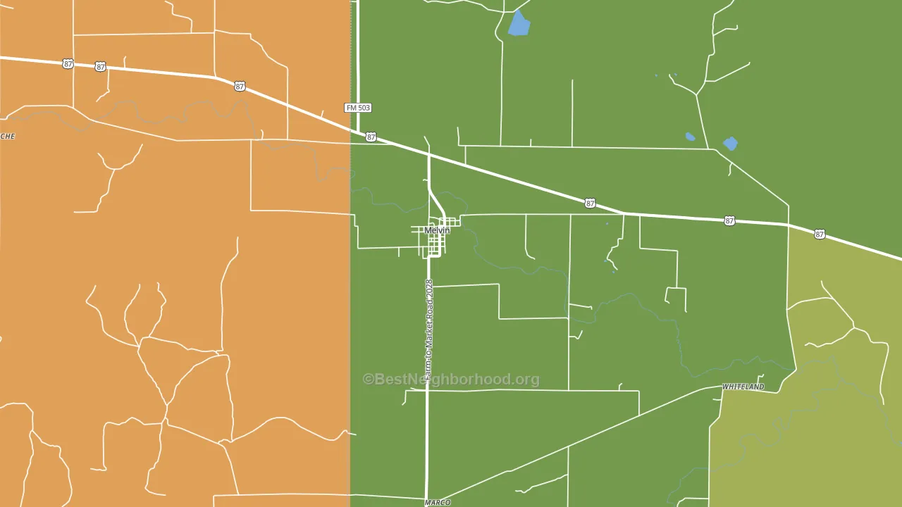 76858, TX block-group voter-turnout map