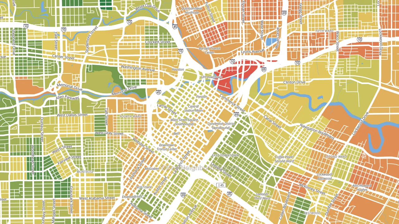 77002, TX block-group voter-turnout map