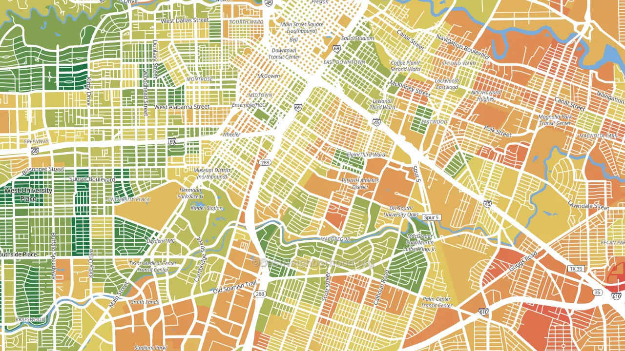 77004, TX block-group voter-turnout map