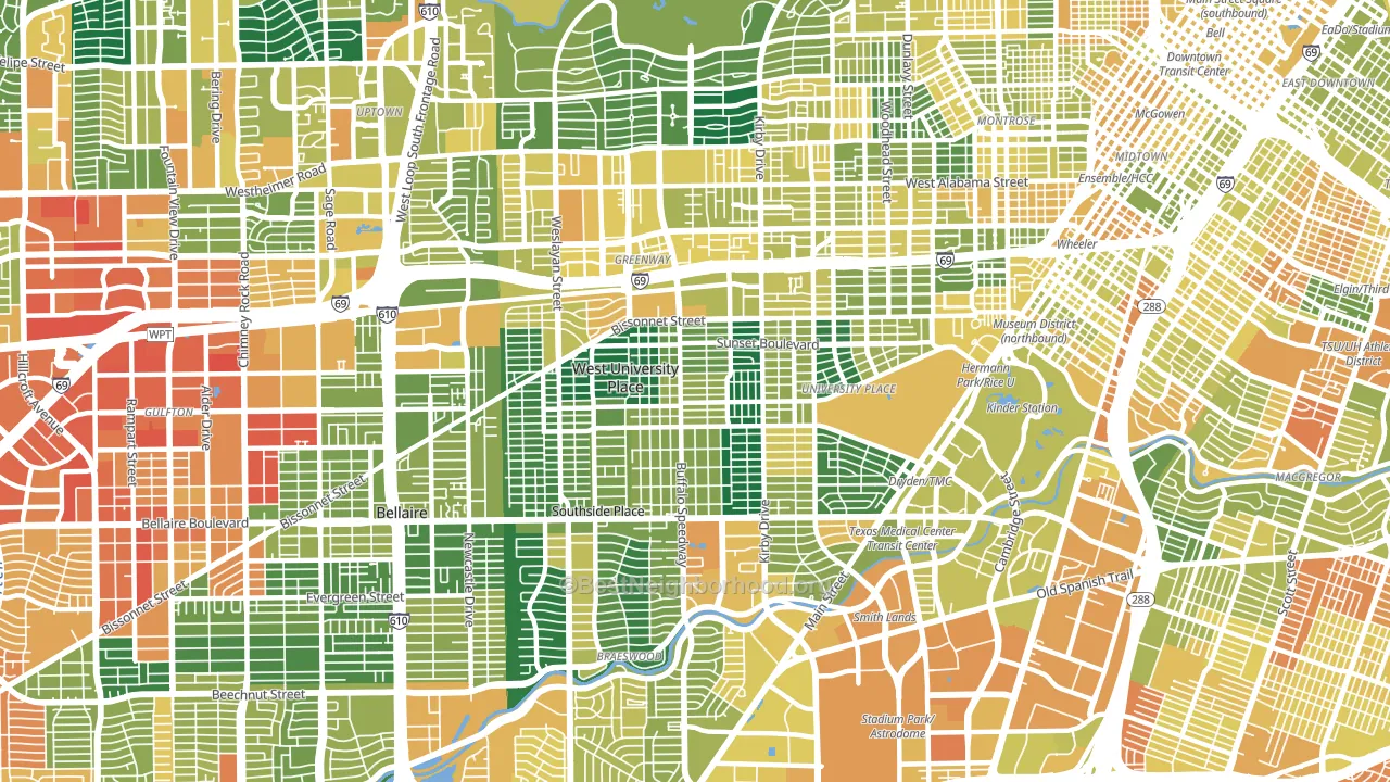 77005, TX block-group voter-turnout map