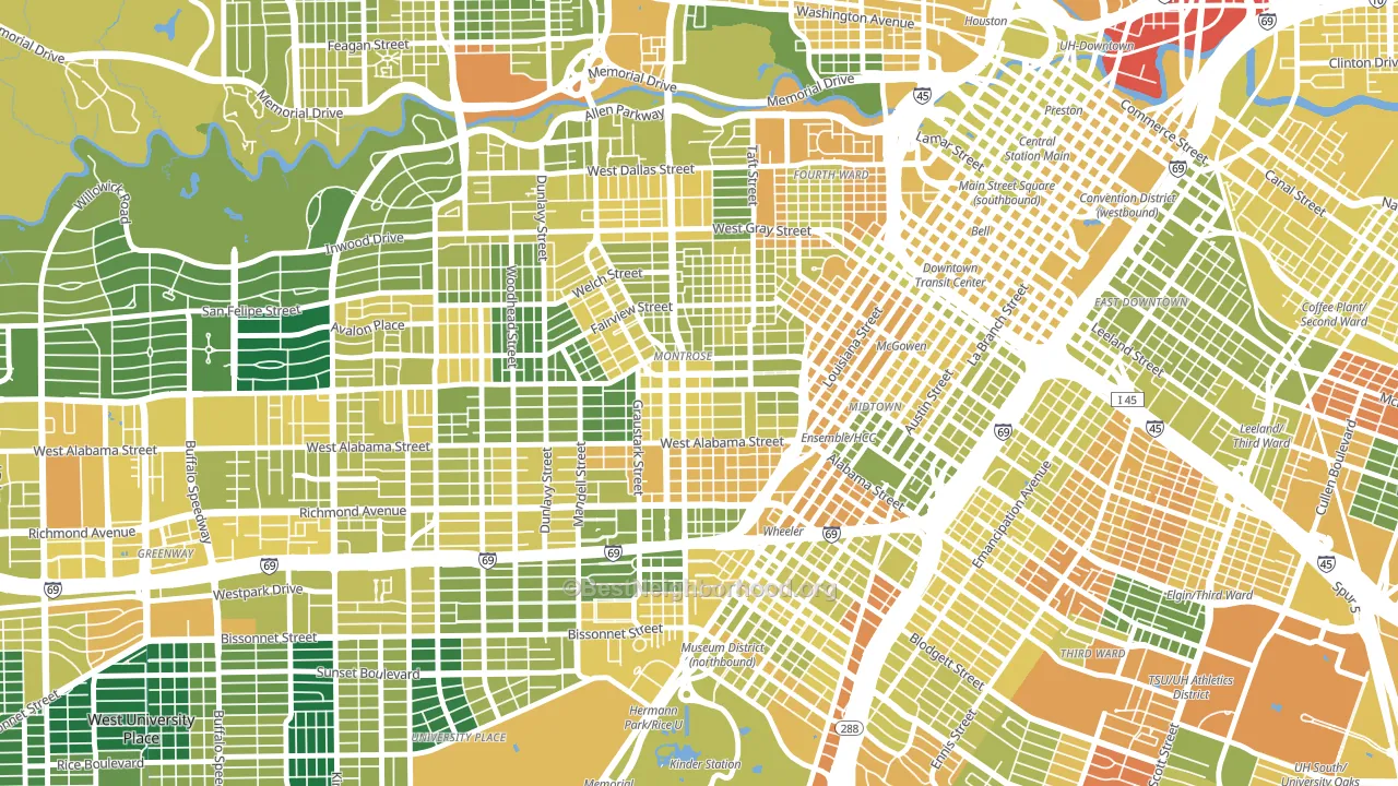 77006, TX block-group voter-turnout map