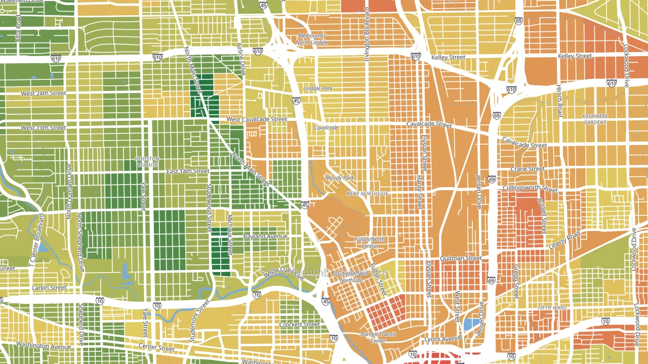 77009, TX block-group voter-turnout map