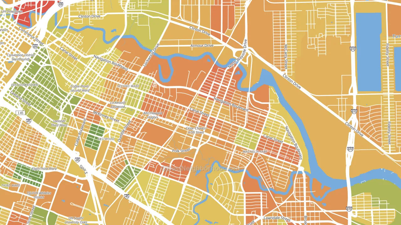 77011, TX block-group voter-turnout map